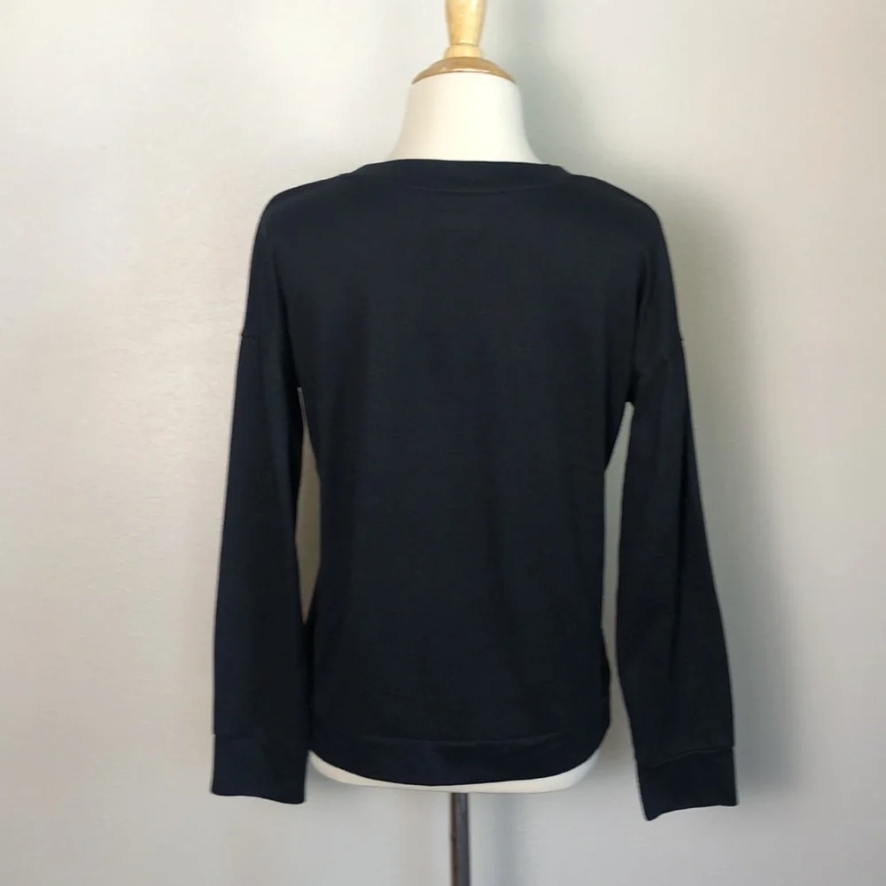 KATE SPADE‎ Women's Small Black Wink Lips Face Embroidered Sweatshirt Designer